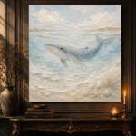 Pale Blue Baby Whale Coastal Kids Wall Art Canvas Print - Image 2