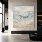 Pale Blue Baby Whale Coastal Kids Wall Art Canvas Print - Image 3