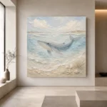 Pale Blue Baby Whale Coastal Kids Wall Art Canvas Print - Image 4