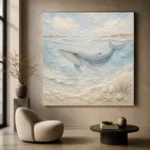 Pale Blue Baby Whale Coastal Kids Wall Art Canvas Print - Image 5