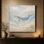 Pale Blue Baby Whale Coastal Kids Wall Art Canvas Print - Image 6