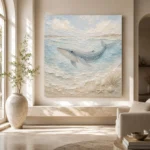 Pale Blue Baby Whale Coastal Kids Wall Art Canvas Print - Image 8