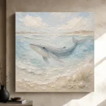 Pale Blue Baby Whale Coastal Kids Wall Art Canvas Print - Image 9