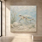 Pale blue and sea glass soothing Coastal Kids Wall Art print for elegant interiors. No text or watermarks in design.