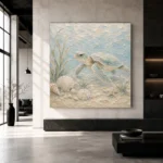 Pale Blue & Sea Glass Sea Turtle Coastal Kids Wall Art Canvas Print - Image 3