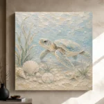 Pale Blue & Sea Glass Sea Turtle Coastal Kids Wall Art Canvas Print - Image 9