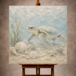 Pale Blue & Sea Glass Sea Turtle Coastal Kids Wall Art Canvas Print - Image 10