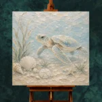 Pale Blue & Sea Glass Sea Turtle Coastal Kids Wall Art Canvas Print - Image 11