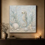 Pale Blue & Aqua Shell Garden Seahorse Coastal Kids Wall Art Canvas Print - Image 6