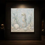 Pale Blue & Aqua Shell Garden Seahorse Coastal Kids Wall Art Canvas Print - Image 7