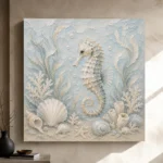 Pale Blue & Aqua Shell Garden Seahorse Coastal Kids Wall Art Canvas Print - Image 9