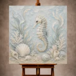 Pale Blue & Aqua Shell Garden Seahorse Coastal Kids Wall Art Canvas Print - Image 10