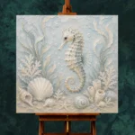 Pale Blue & Aqua Shell Garden Seahorse Coastal Kids Wall Art Canvas Print - Image 11