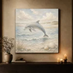 Pale Blue Sandbar Dolphin Coastal Kids Wall Art Canvas Print - Image 6