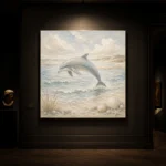 Pale Blue Sandbar Dolphin Coastal Kids Wall Art Canvas Print - Image 7