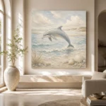 Pale Blue Sandbar Dolphin Coastal Kids Wall Art Canvas Print - Image 8