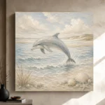 Pale Blue Sandbar Dolphin Coastal Kids Wall Art Canvas Print - Image 9