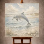 Pale Blue Sandbar Dolphin Coastal Kids Wall Art Canvas Print - Image 10