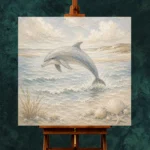 Pale Blue Sandbar Dolphin Coastal Kids Wall Art Canvas Print - Image 11