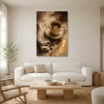 Espresso Brown & Caramel Coffee Wall Art Canvas Print styled in a refined neutral interior