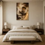 Espresso Brown & Caramel Coffee Wall Art Canvas Print showcased in an elegant minimalist interior