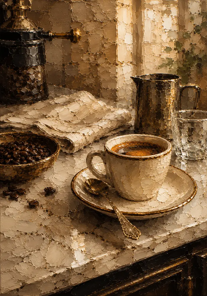 Espresso & Antique Brass Coffee Wall Art Canvas Print