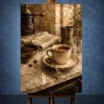 Espresso & Antique Brass Coffee Wall Art Canvas Print - Image 2
