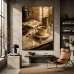 Espresso & Antique Brass Coffee Wall Art Canvas Print - Image 3