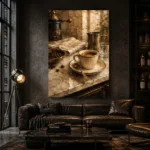 Espresso & Antique Brass Coffee Wall Art Canvas Print - Image 4