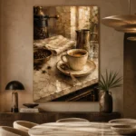 Espresso & Antique Brass Coffee Wall Art Canvas Print - Image 5