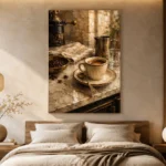 Espresso & Antique Brass Coffee Wall Art Canvas Print - Image 6