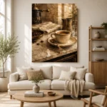 Espresso & Antique Brass Coffee Wall Art Canvas Print - Image 7