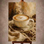 Caramel and toasted almond Coffee Wall Art print for elegant interiors. No text or watermarks in design.