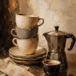 Espresso Black & Muted Bronze Coffee Wall Art Canvas Print