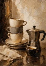 Espresso Black & Muted Bronze Coffee Wall Art Canvas Print