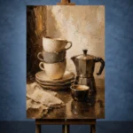 Espresso Black & Muted Bronze Coffee Wall Art Canvas Print - Image 2