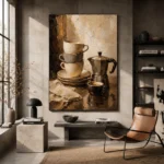 Espresso Black & Muted Bronze Coffee Wall Art Canvas Print - Image 3