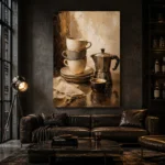 Espresso Black & Muted Bronze Coffee Wall Art Canvas Print - Image 4
