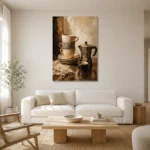Espresso Black & Muted Bronze Coffee Wall Art Canvas Print styled in a refined neutral interior