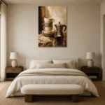 Espresso Black & Muted Bronze Coffee Wall Art Canvas Print showcased in an elegant minimalist interior