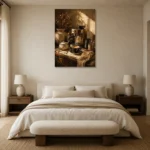 Deep Espresso & Honey Caramel Coffee Wall Art Canvas Print showcased in an elegant minimalist interior