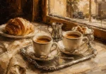 Espresso Brown & Honey Beige Coffee Wall Art Canvas Print
