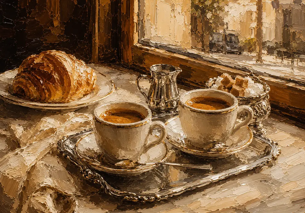 Espresso Brown & Honey Beige Coffee Wall Art Canvas Print