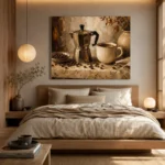 Deep Espresso & Muted Taupe Moka Pot Coffee Wall Art Canvas Print - Image 8