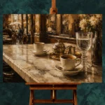 Espresso & Antique Brass European Café Coffee Wall Art Canvas Print - Image 2