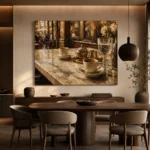Espresso & Antique Brass European Café Coffee Wall Art Canvas Print - Image 4