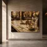 Espresso & Antique Brass European Café Coffee Wall Art Canvas Print - Image 5