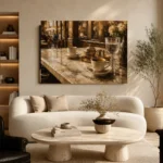 Espresso & Antique Brass European Café Coffee Wall Art Canvas Print - Image 6