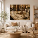Espresso & Antique Brass European Café Coffee Wall Art Canvas Print - Image 7