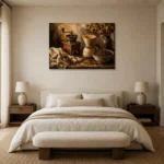 Dark Espresso & Burnt Caramel Pour-Over Coffee Wall Art Canvas Print showcased in an elegant minimalist interior